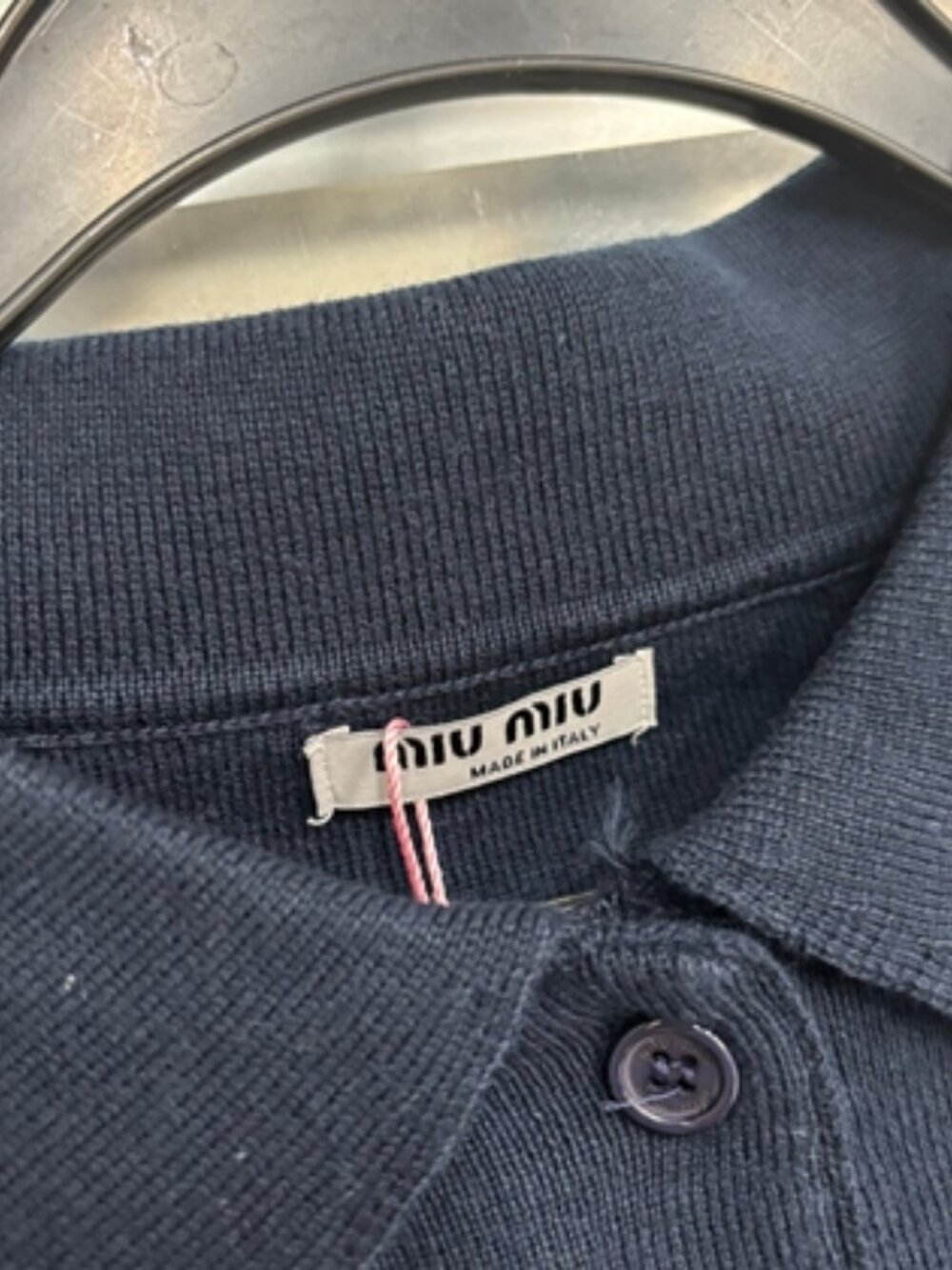 🦄MIU MIU🦄 dark blue knit polo short-sleeved top - Picture 4 of 6